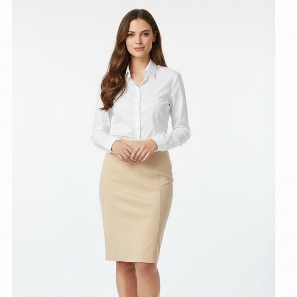 Marc New York Faux Suede Pencil Midi Skirt Beige Career XLNEW Office Work
